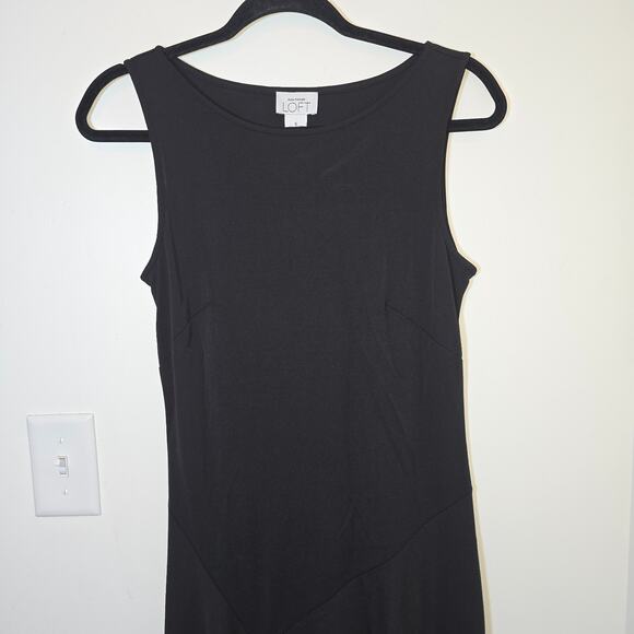 Ann Taylor Loft Little Black Dress Sleeveless Drop Waist Size 6 Slinky Asymmetri - Picture 3 of 8